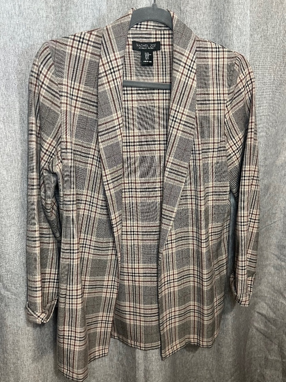 Rachel Zoe Plaid Open Front Blazer Jacket Size XS Neutral